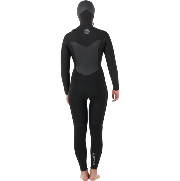 2026 Rip Curl Womens Flashbomb 6/ 4mm Hooded Chest Zip Wetsuit 16FWFS - Black